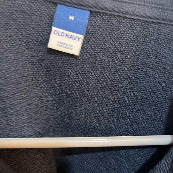 Old Navy Blue Collared Cropped Rugby Sweatshirt with Crest preppy Medium - Picture 14 of 14